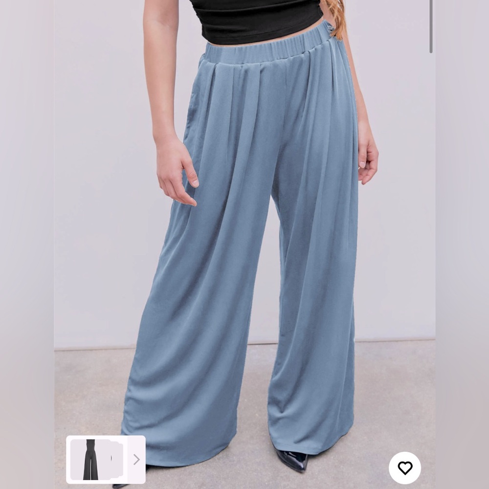 BLUE ELASTIC WAIST WIDE LEG PANTS 💙